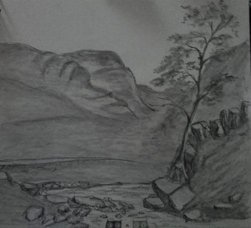 Pencil sketch, Glen Coe.